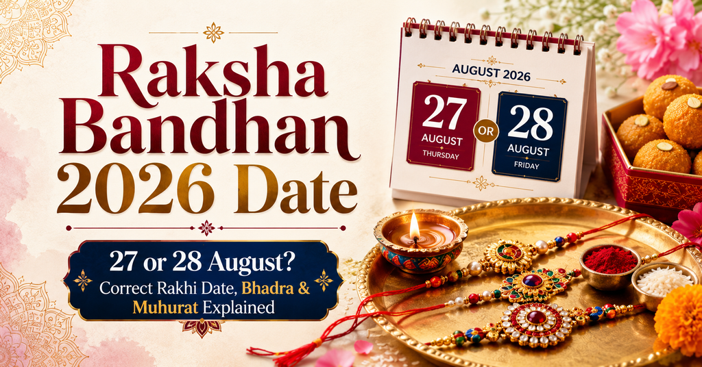 Raksha Bandhan 2026 date 27 or 28 August correct Rakhi date Bhadra and Muhurat explained