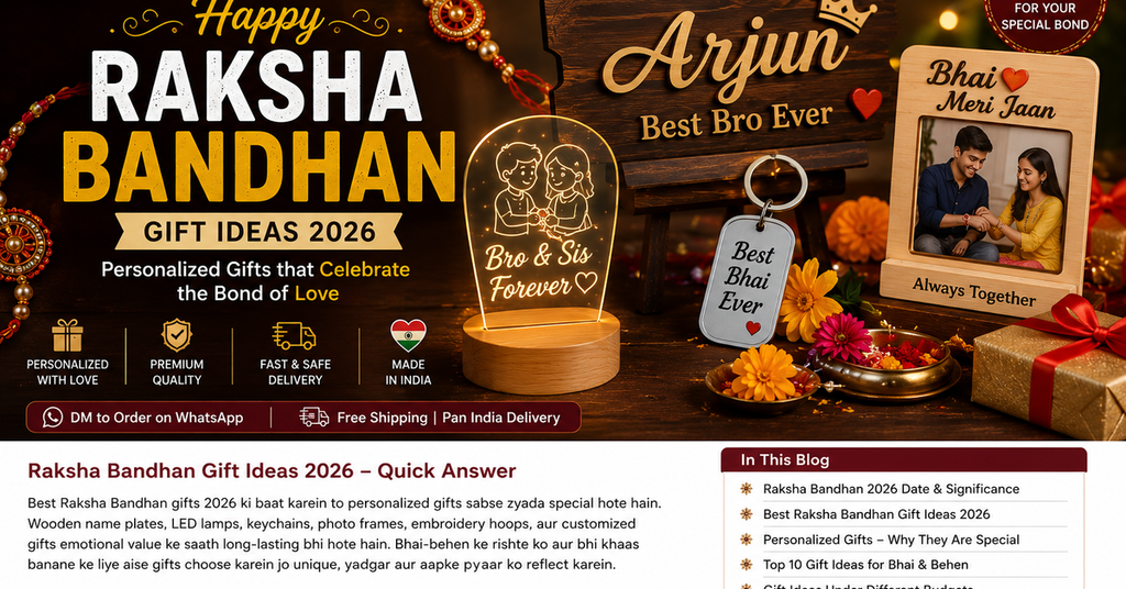 Raksha Bandhan gifts under 500 rupees in India with personalized wallet, name rakhi, keychain and budget gift ideas