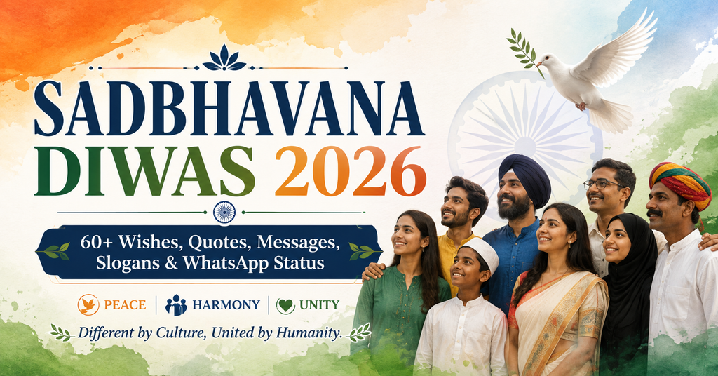 Sadbhavana Diwas 2026 wishes quotes messages slogans WhatsApp status peace harmony and unity
