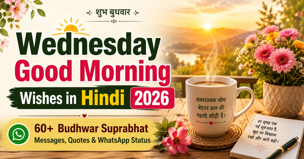 Wednesday Good Morning Wishes in Hindi 2026 Budhwar Suprabhat messages quotes WhatsApp status