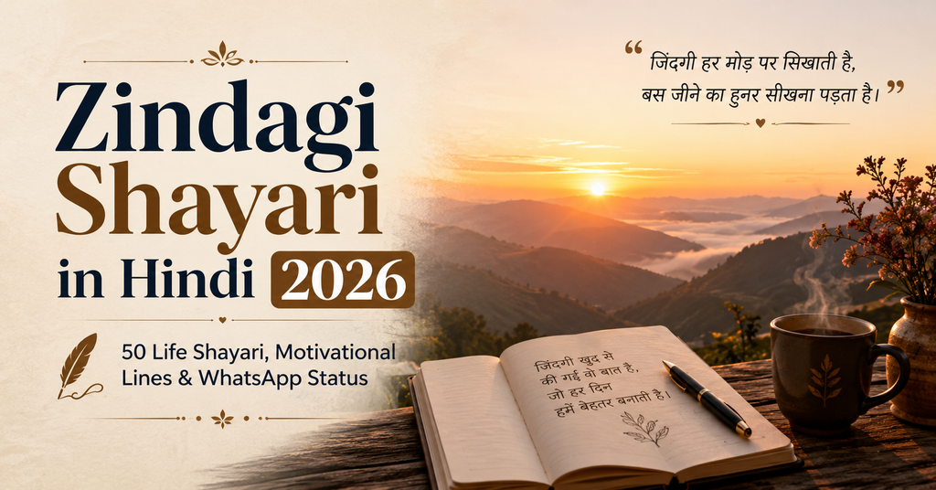 Zindagi Shayari in Hindi 2026 with 50 life shayari motivational lines and WhatsApp status