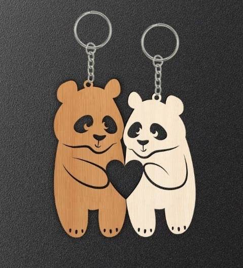Wooden Panda Couple Keychain – Cute Love Design for Couples & Friends - IG Store