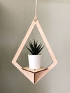 Minimalist Wooden Hanging Plant Stand – Modern Geometric Design