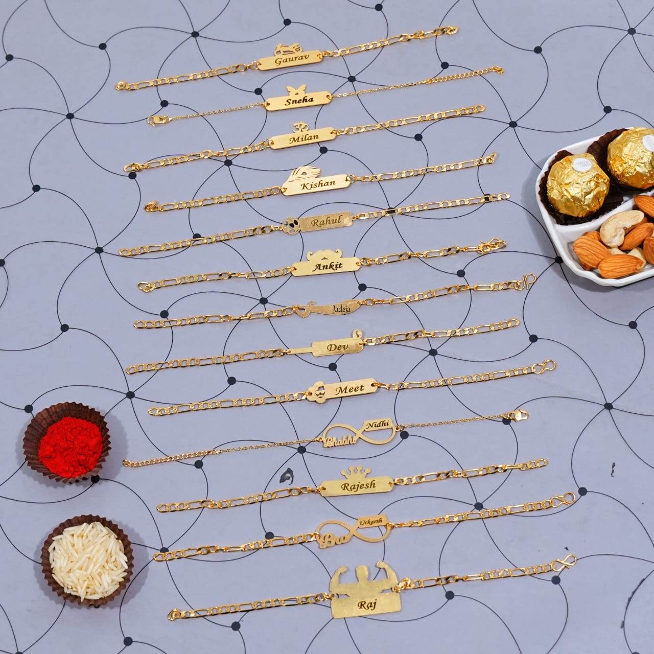 Designer Chain Rakhi for Brother | 13 Unique Brass Designs | Free Delivery - IG Store