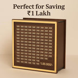 Premium Wooden 1 Lakh Money Saving Box with Gold Frame – Stylish Indian Currency Tracker Bank - IG Store