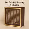 Premium Wooden 1 Lakh Money Saving Box with Gold Frame – Stylish Indian Currency Tracker Bank