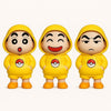 three Shinchan face changing toys with different expressions