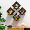 Wooden Square Wall Hanging Planter Stand – Set of 4 Modern Floating Shelves
