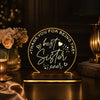 Best Sister appreciation acrylic LED table top lamp with warm golden glow