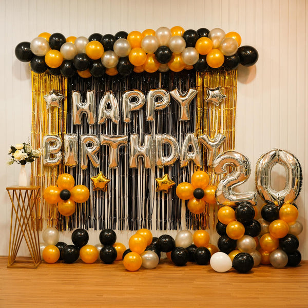 Black and Gold Birthday Decoration in Jaipur