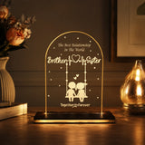 Brother Sister relationship acrylic LED table top lamp with warm glowing design