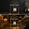 Brother Sister relationship LED acrylic table lamp in cozy bedside decor setup
