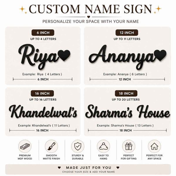 Wooden Name Plate – Customized Wall Décor