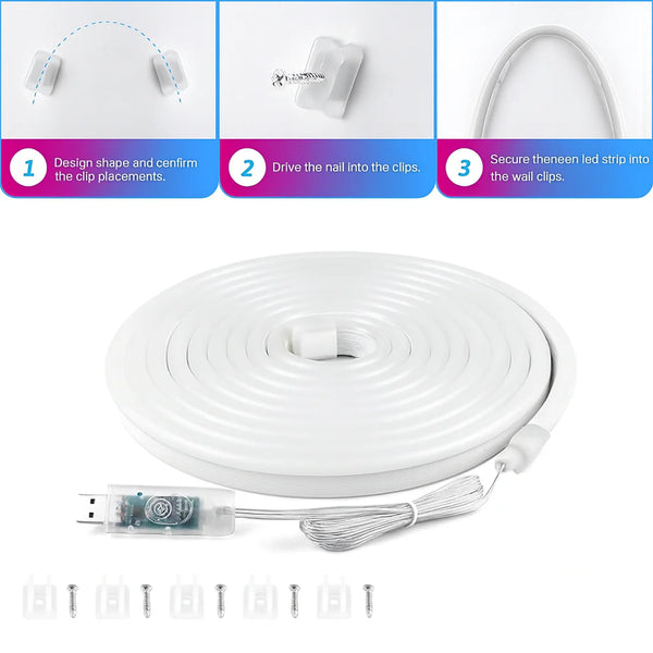FloRo Magic Neon Light Strip 5M – App Control, Music Sync, Multicolor LED Neon Rope