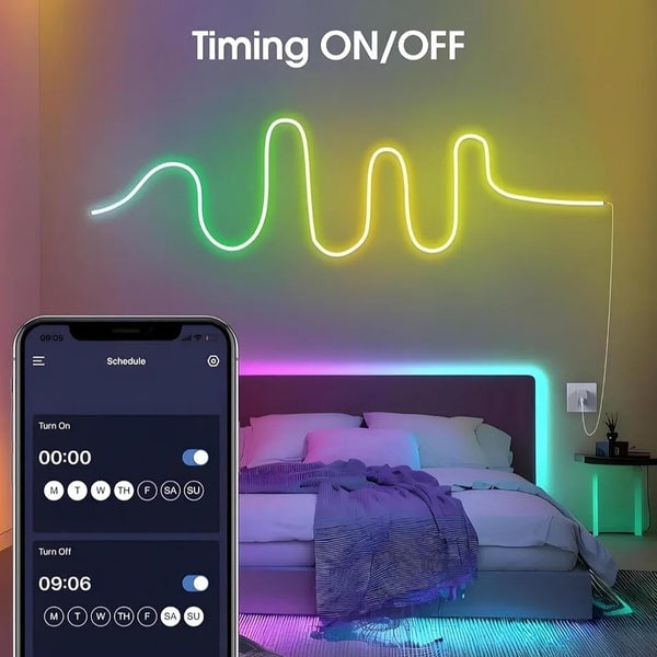 FloRo Magic Neon Light Strip 5M – App Control, Music Sync, Multicolor LED Neon Rope