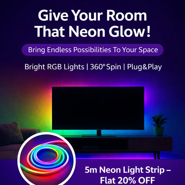 FloRo Magic Neon Light Strip 5M – App Control, Music Sync, Multicolor LED Neon Rope