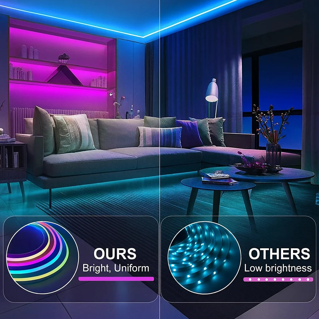 FloRo Magic Neon Light Strip 5M – App Control, Music Sync, Multicolor LED Neon Rope