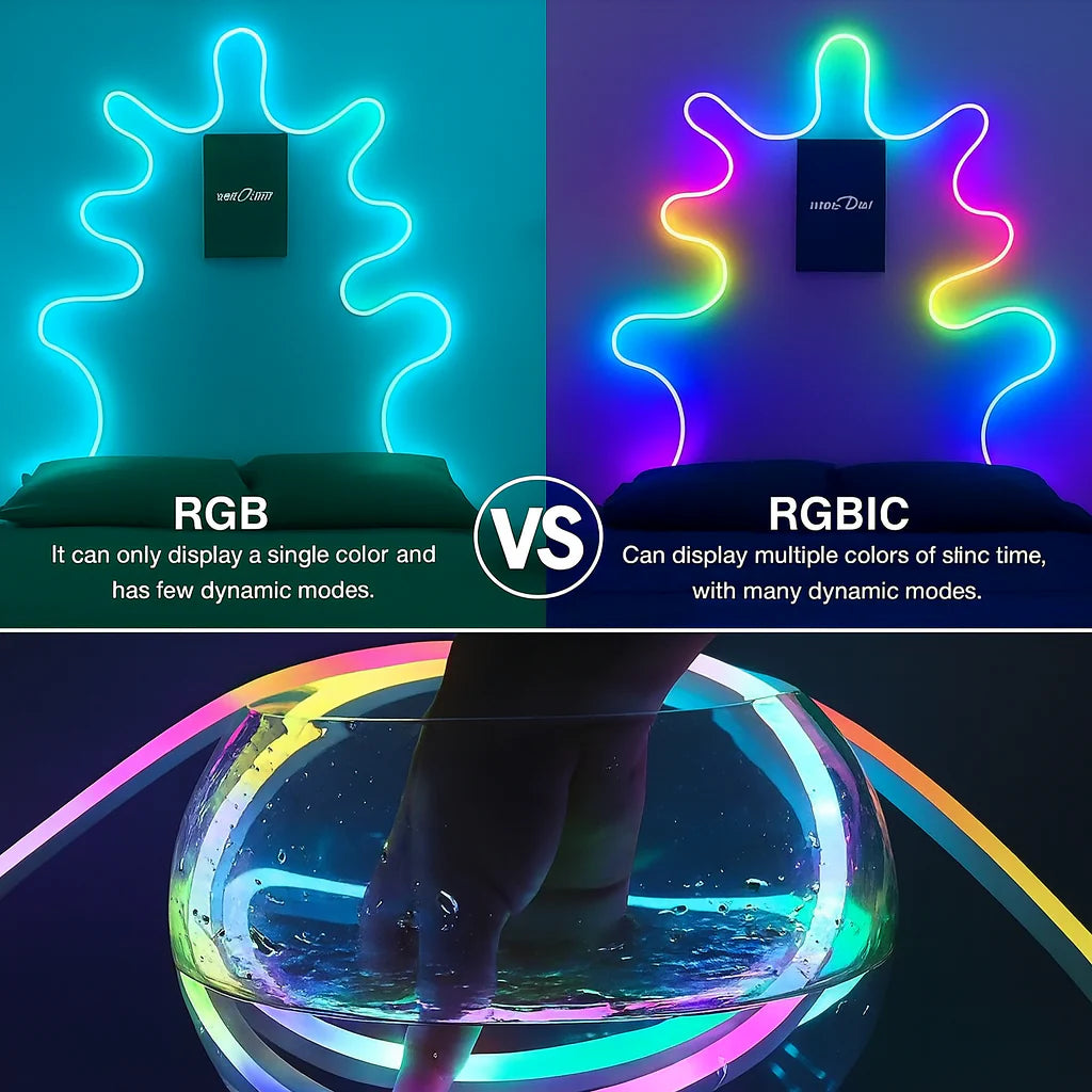 FloRo Magic Neon Light Strip 5M – App Control, Music Sync, Multicolor LED Neon Rope