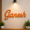 Ganesh orange customized wooden name plate for home wall