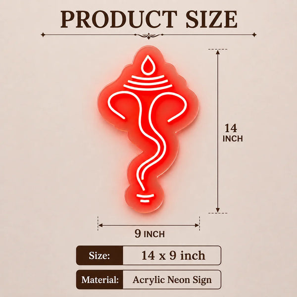 Ganesha acrylic neon sign size 14 x 9 inch product dimensions