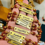 Personalized Rudraksha Name Rakhi – Custom Engraved Rakhi for Brother - IG Store