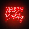 Bold, bright and eye-catching red Happy Birthday neon sign to create a powerful party vibe.