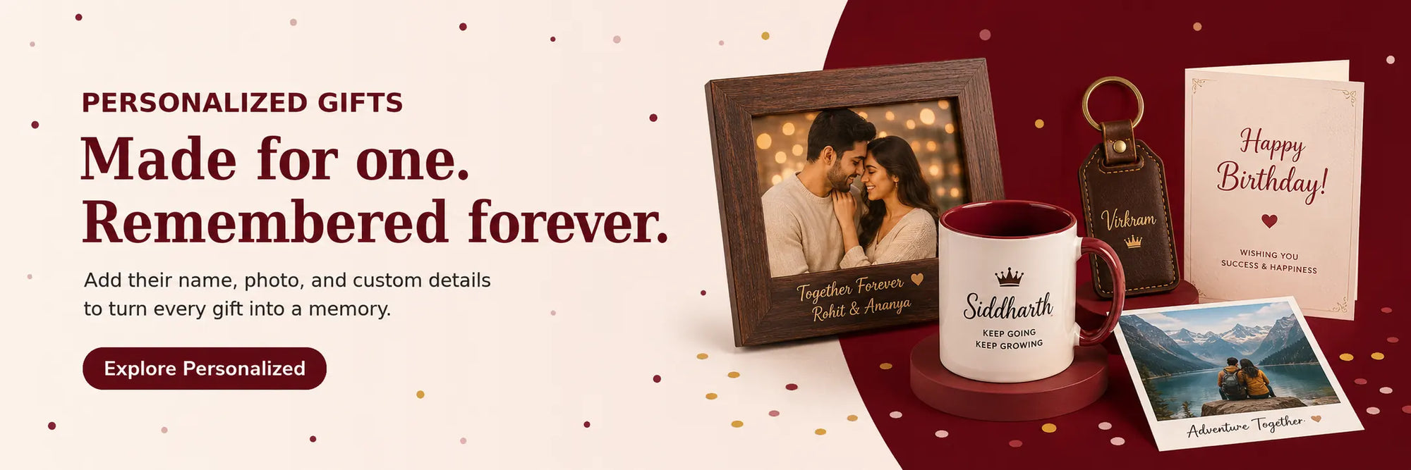 Personalized gifts banner for IG Store