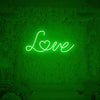 Green love neon sign, perfect for modern room decor
