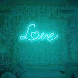 ice blue love neon sign for stylish interior decoration