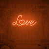 Orange love neon sign for trendy wall decoration