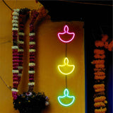 Diya Neon LED Wall Hanging Light for Diwali Decoration - IG Store