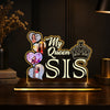My Queen Sis personalized photo acrylic LED table top lamp with warm glow