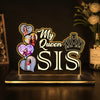 My Queen Sis photo LED acrylic table lamp on elegant warm home decor background