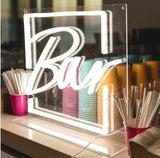 Neon Bar Light on table setup