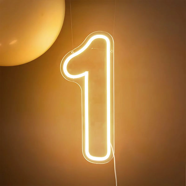 1-9 Neon LED Number Lights (12 Inch) | Happy Birthday Decoration Light | Party, Wedding & Room Decor Neon Sign