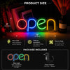 OPEN LED neon sign dimensions package contents and adapter