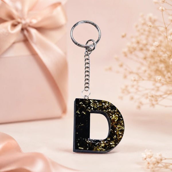 Personalised alphabet resin keychain gift for him and her