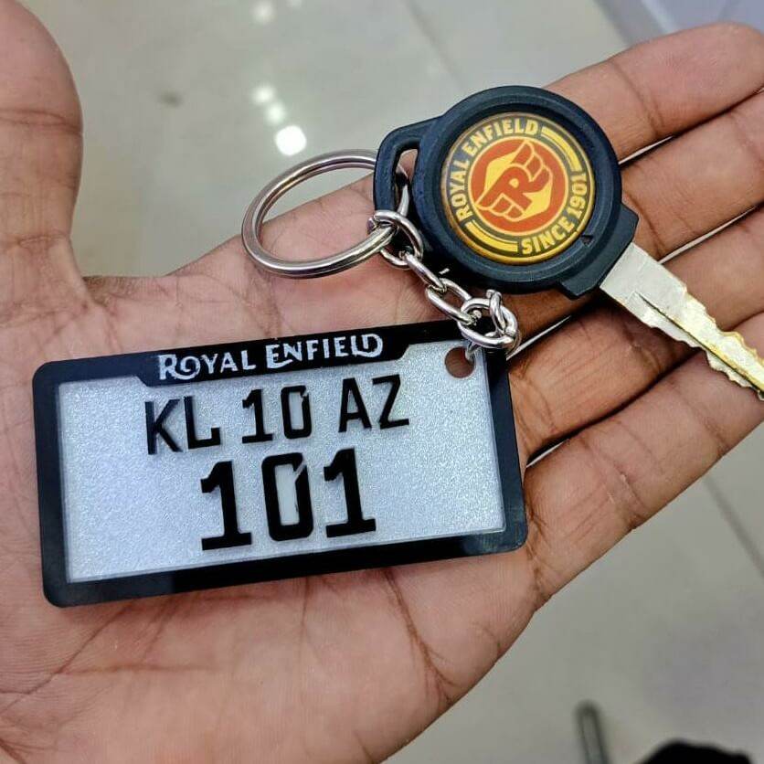 Customized Bike number plate Keychains for Bike Riders | Personalized Name Keyring - IG Store