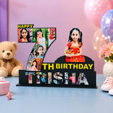 Personalized 7th birthday number table top photo frame with custom name and child photos
