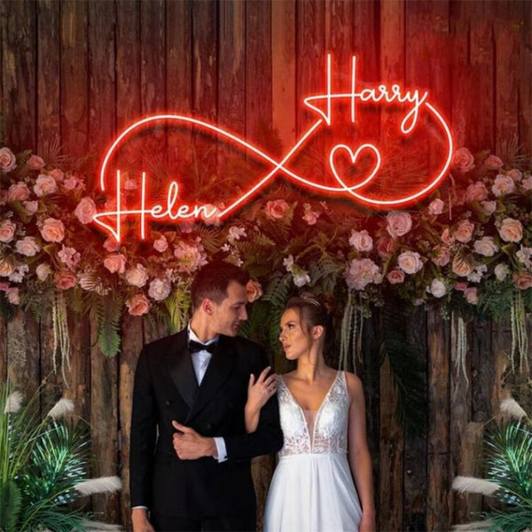 Personalized couple name neon light with infinity design