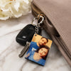 Personalized photo keychain with car key and handbag