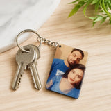 Personalized photo keychain attached with keys