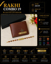 Personalized wallet and Rudraksha Rakhi 2 in 1 gift combo with charm and name tag options