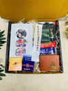 Rakhi Combo 03 gift hamper with 8 inch photo frame mens wallet Rudraksha Rakhi chocolates Denver body spray face wash and Rakhi card