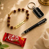 Rakhi Special Combo personalized name pen keychain rudraksh rakhi and chocolate