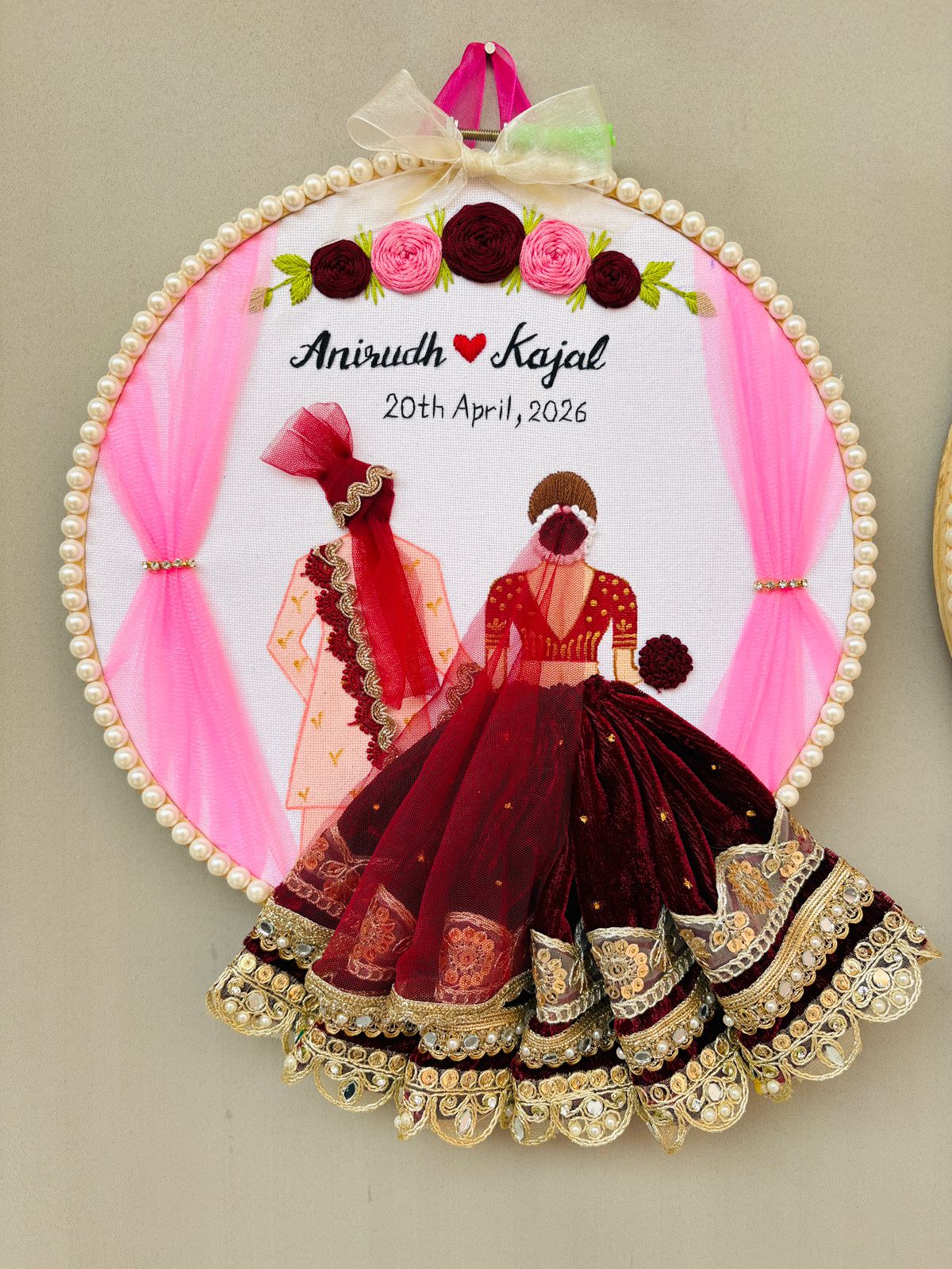 Custom Embroidery Hoop for Wedding, Anniversary & Birthday | Personalized Handmade Hoop Wall Decor