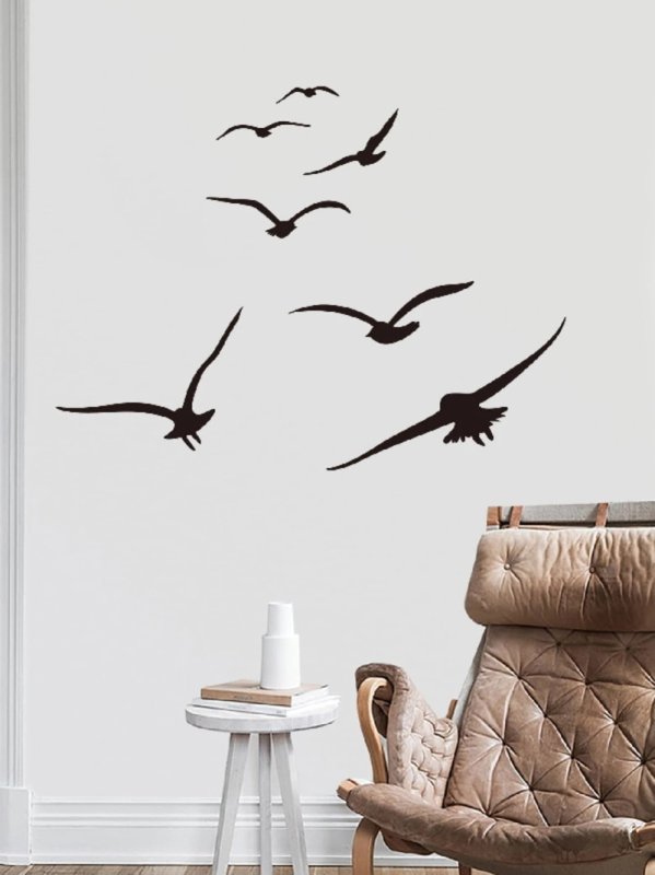 Seagull Wooden Wall Art Behind Lounge Chair – Modern Minimal Wall Design