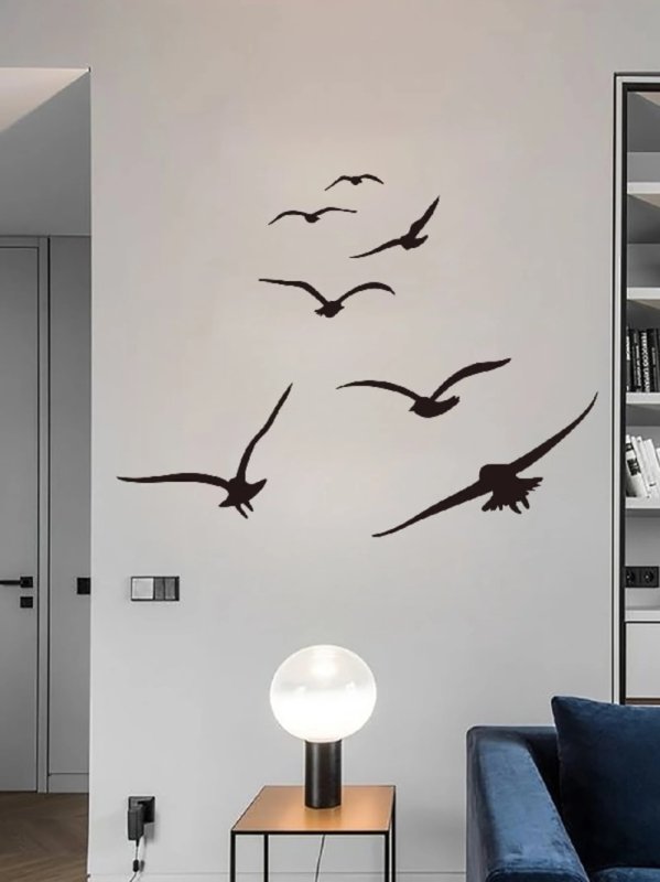 Modern Seagull Wooden Wall Decor Above Table Lamp – Bird Wall Art for Home