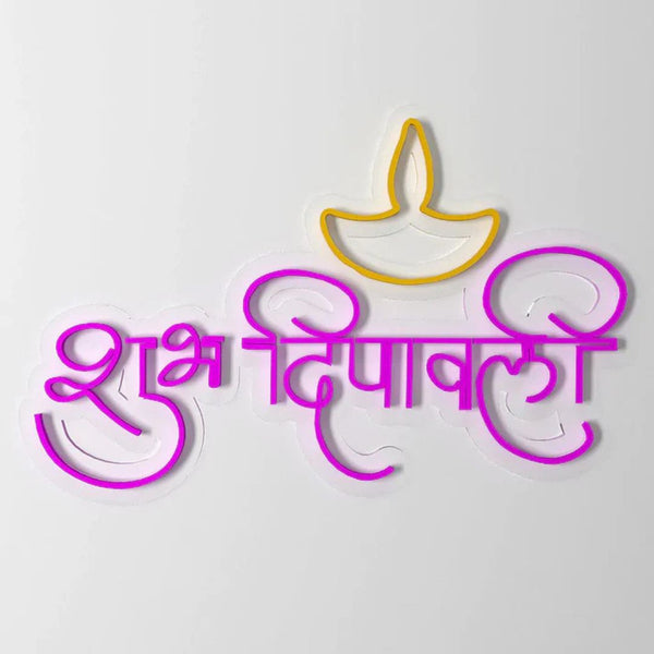 Shubh Diwali neon light mounted on wall for festive decoration
