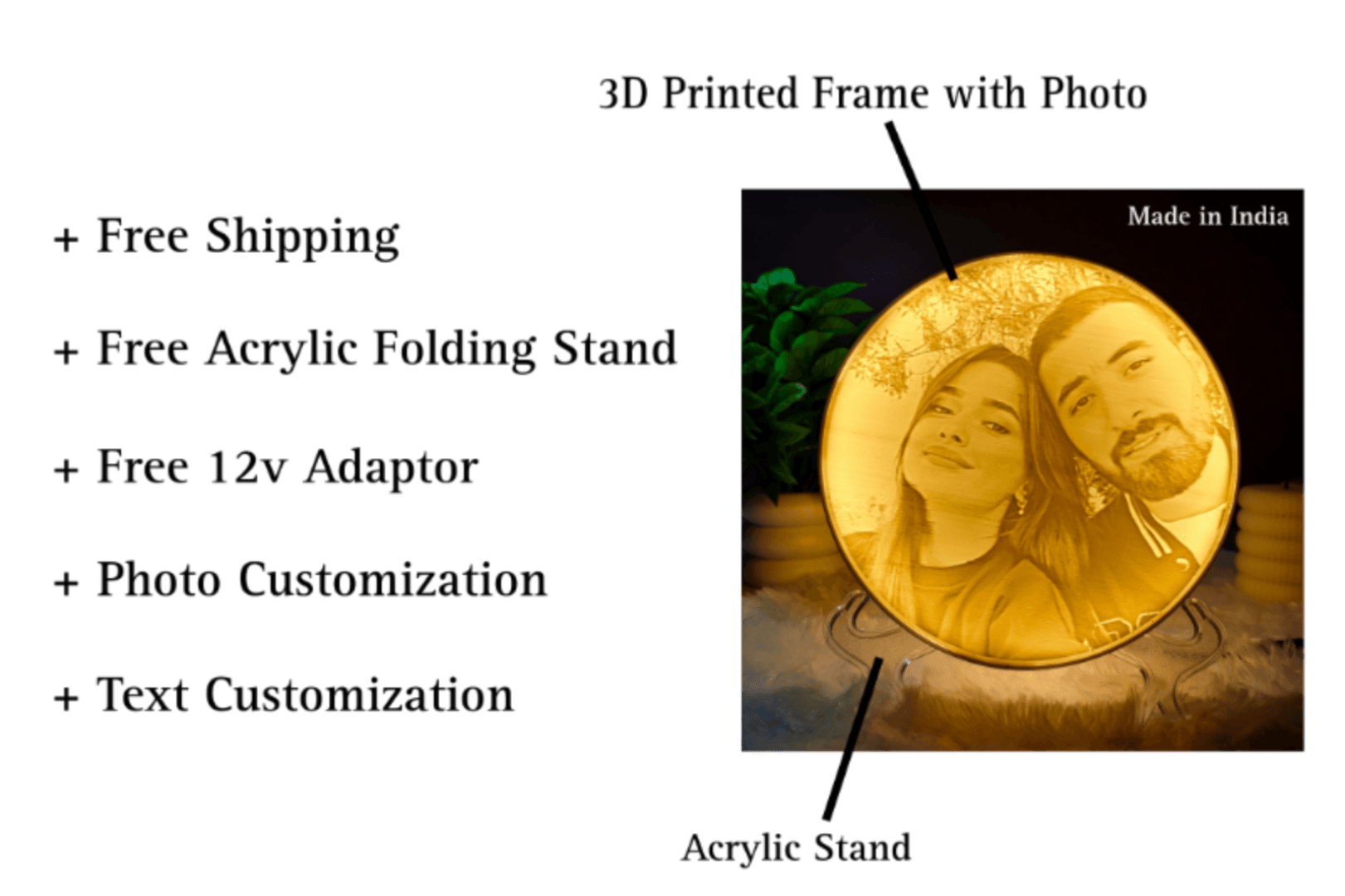 Customized 3D Photo Lamp – Personalized LED Lithophane Night Light Gift for Couples, Anniversary, Birthday - Image 4